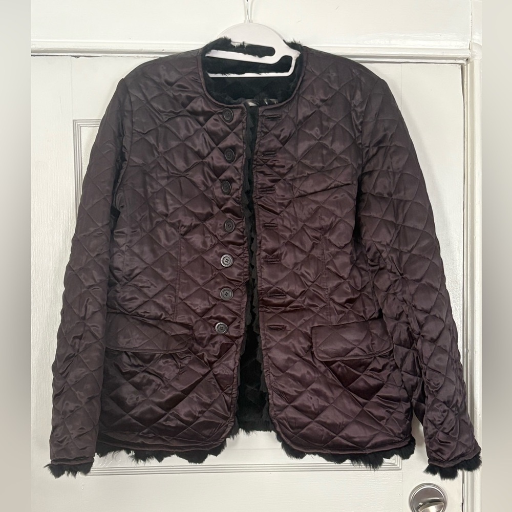 Stunning Sonia Rykiel Reversible Jacket Quilted Satin & Rabbit Fur